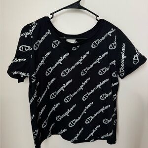 Champion Women's Black Logo Print Top